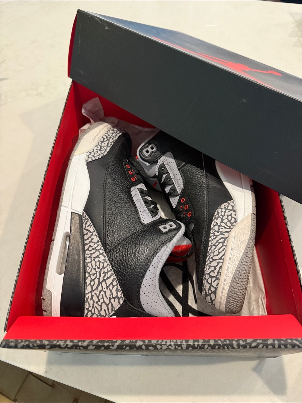 Jordan Men’s Black White Grey Red Retro Basketball Sneakers